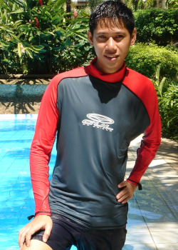 pool swim shirt red grey boracay